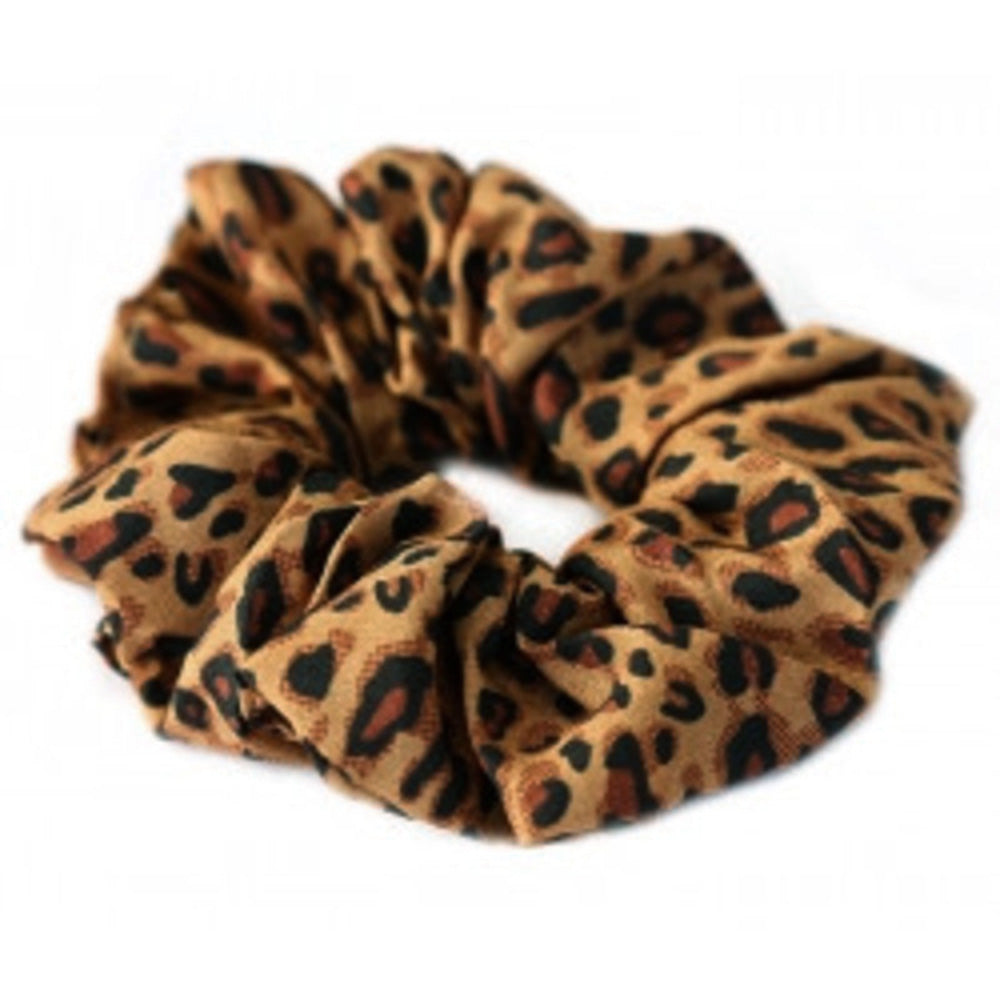 Baumwoll-Scrunchie Leopard dunkelbraun