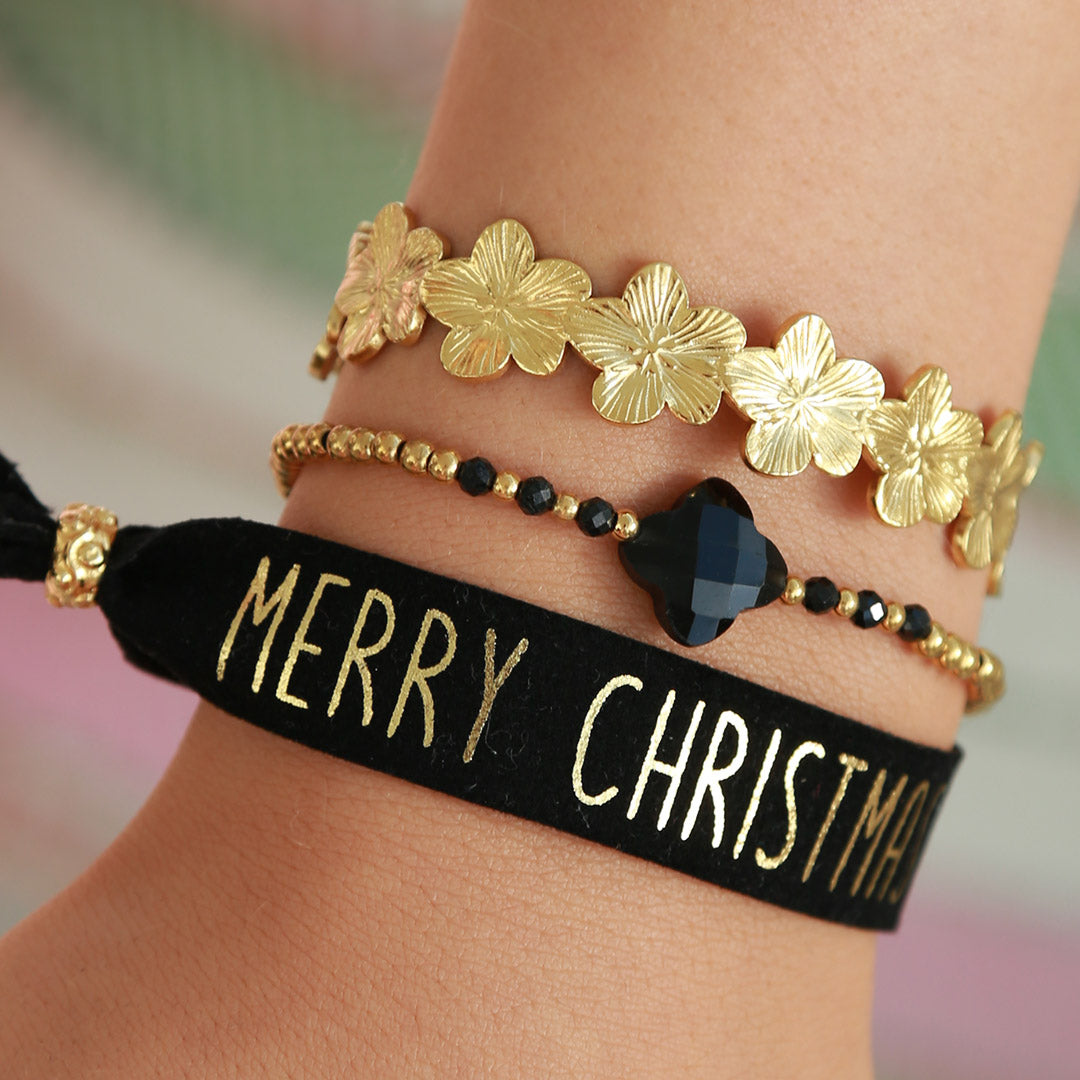 Suède armbandje Merry Christmas black