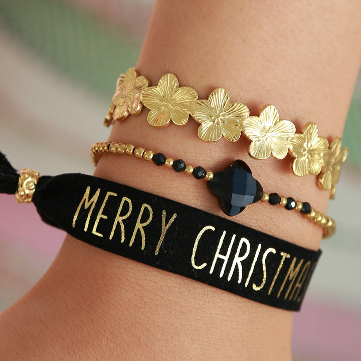 Suède armbandje Merry Christmas black
